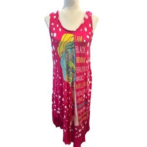 I Am Black Woman Pink Polka Dot Sleeveless‎ Casual Dress